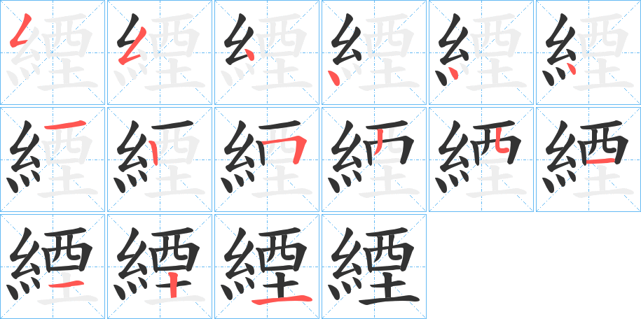 緸字的笔顺分布演示