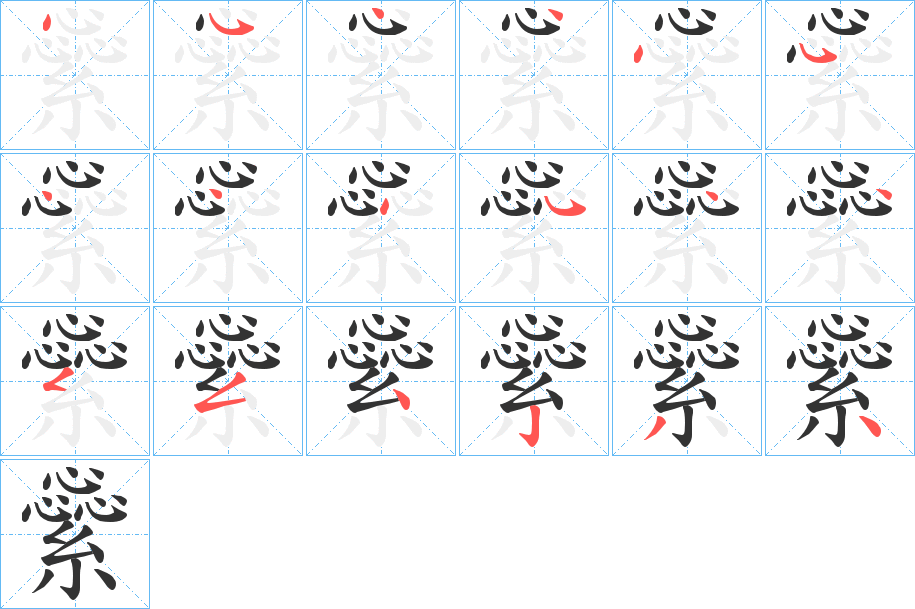 繠字的笔顺分布演示