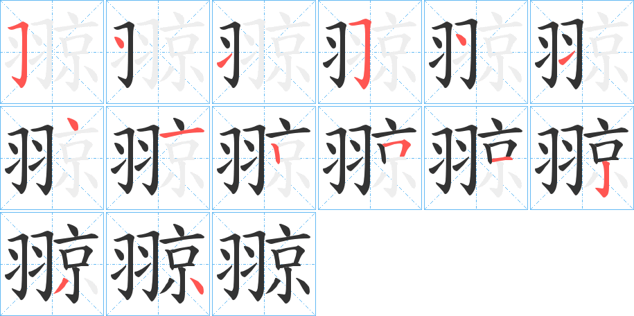 翞字的笔顺分布演示