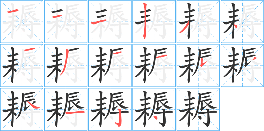 耨字的笔顺分布演示