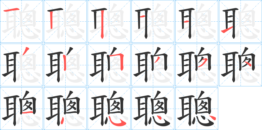 聰字的笔顺分布演示