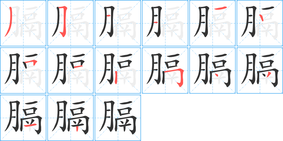 膈字的笔顺分布演示