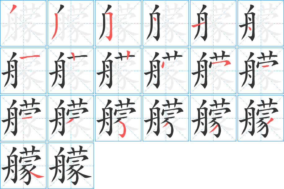 艨字的笔顺分布演示