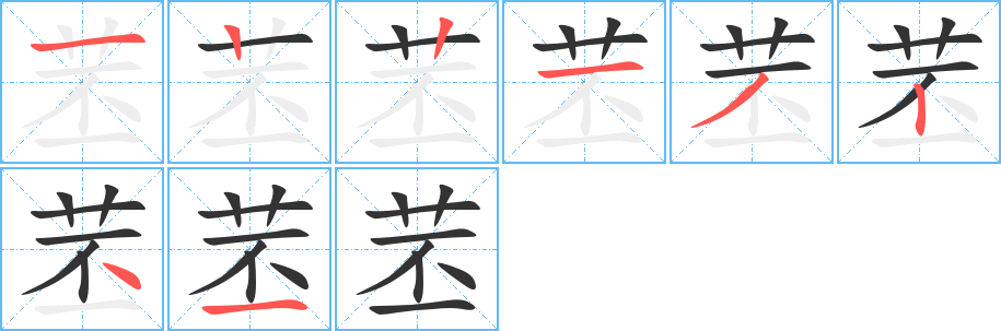 苤字的笔顺分布演示