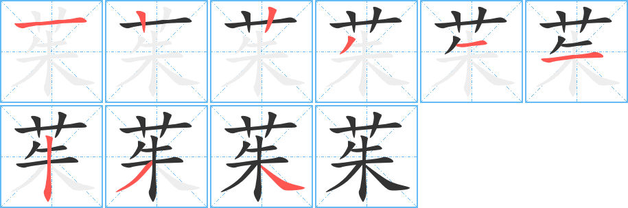 茱字的笔顺分布演示