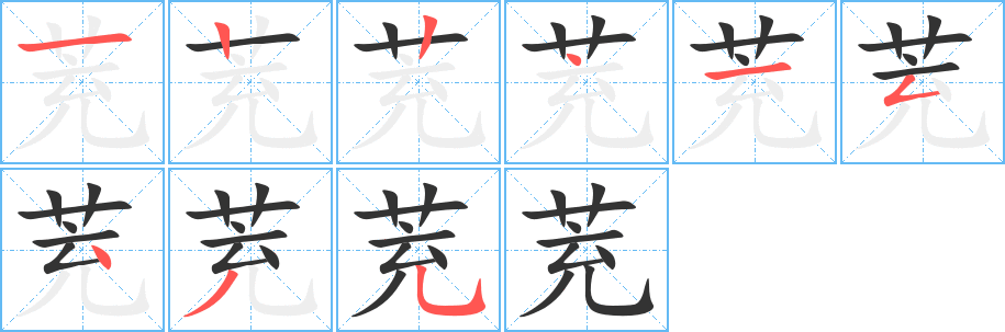 茺字的笔顺分布演示