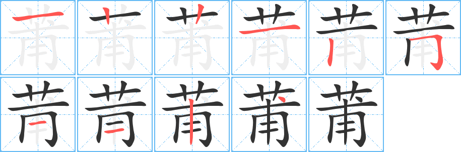 莆字的笔顺分布演示