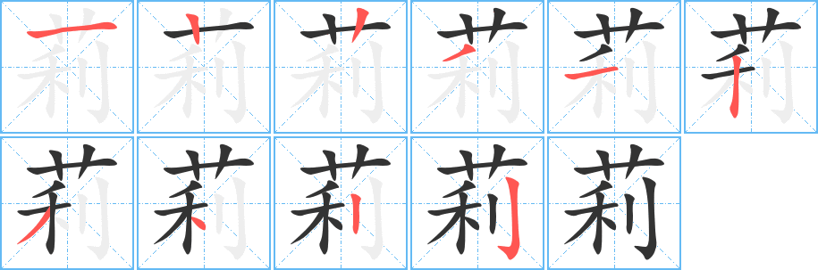 莉字的笔顺分布演示