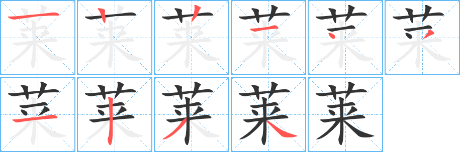 莱字的笔顺分布演示