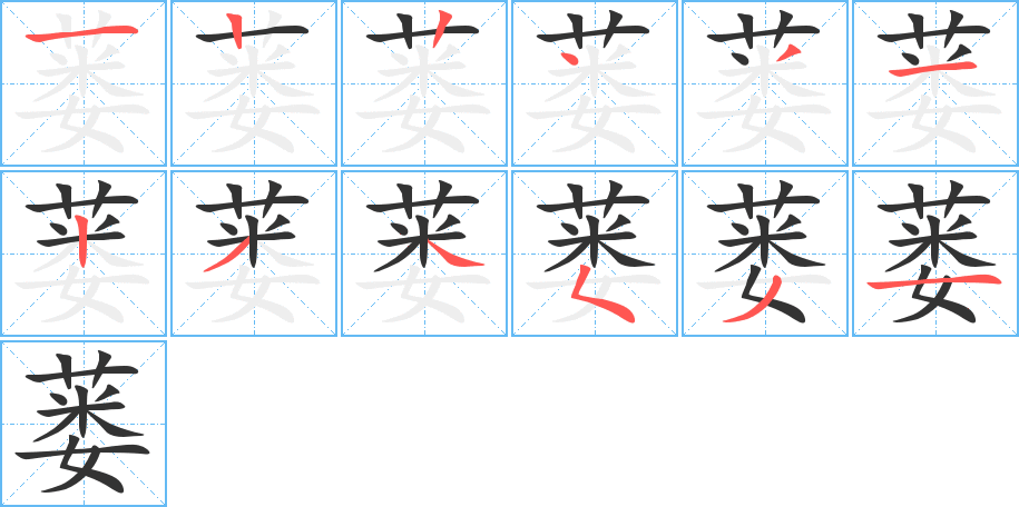 蒌字的笔顺分布演示