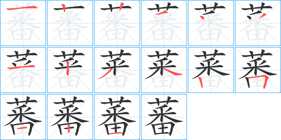 蕃字的笔顺分布演示