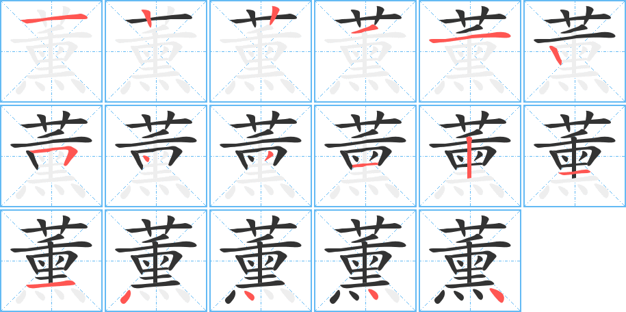 薰字的笔顺分布演示