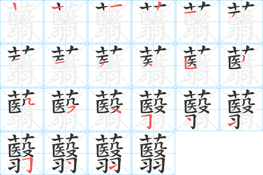 蘙字的笔顺分布演示