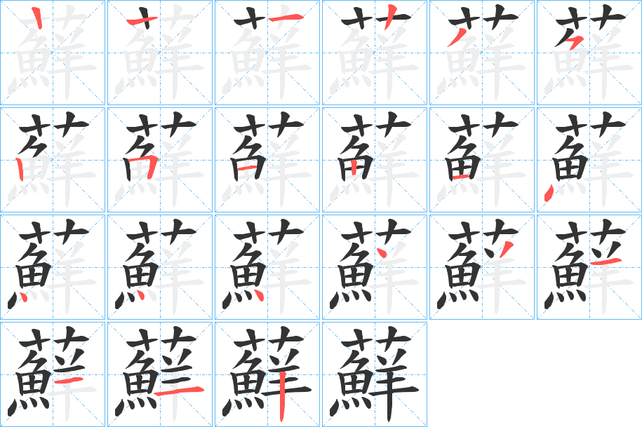 蘚字的笔顺分布演示