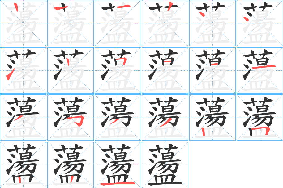 蘯字的笔顺分布演示