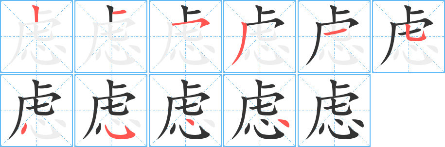 虑字的笔顺分布演示