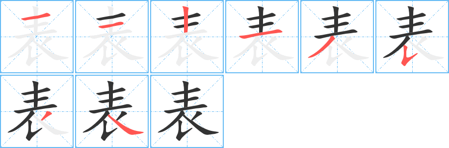 表字的笔顺分布演示