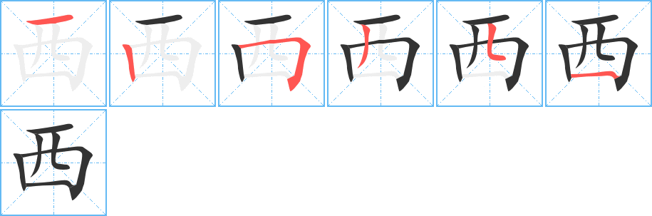 西字的笔顺分布演示