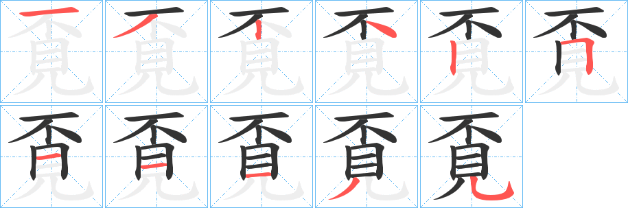 覔字的笔顺分布演示