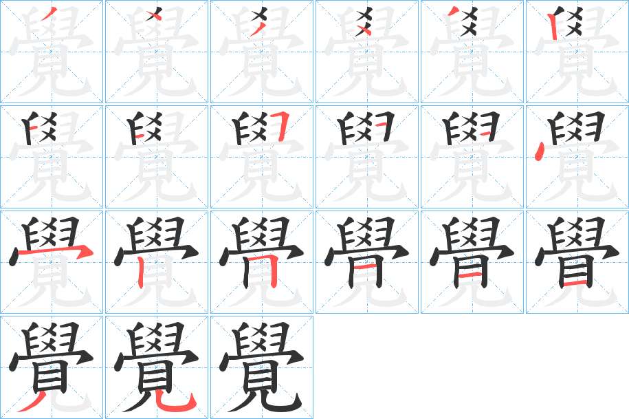 覺字的笔顺分布演示