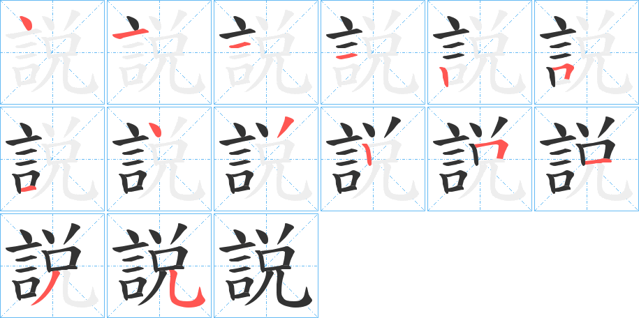 説字的笔顺分布演示