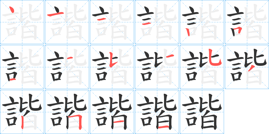 諧字的笔顺分布演示