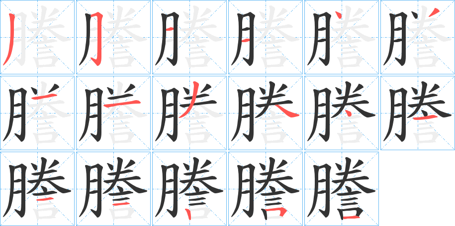 謄字的笔顺分布演示