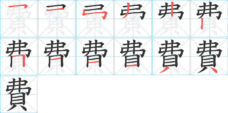 費字的笔顺分布演示