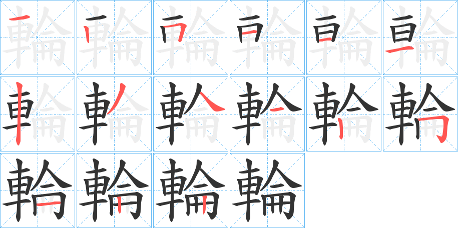 輪字的笔顺分布演示