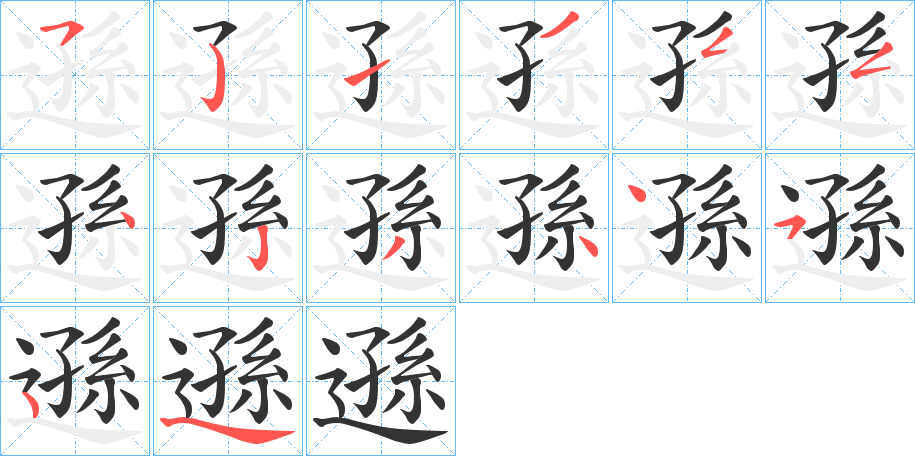 遜字的笔顺分布演示