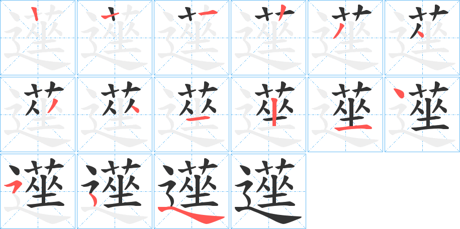 遳字的笔顺分布演示