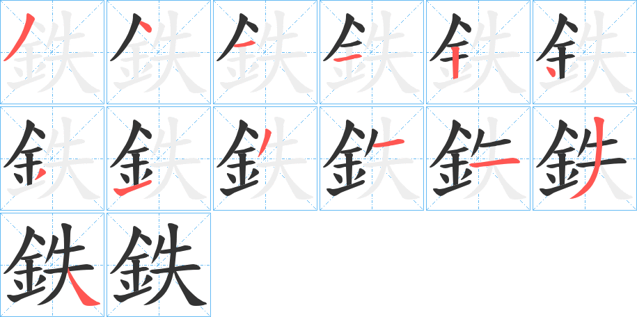 鉄字的笔顺分布演示