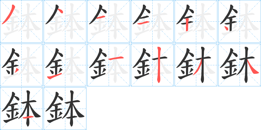 鉢字的笔顺分布演示