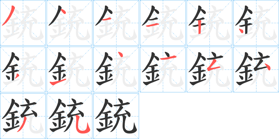 銃字的笔顺分布演示