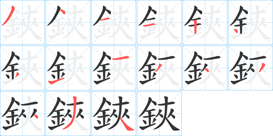 鋏字的笔顺分布演示