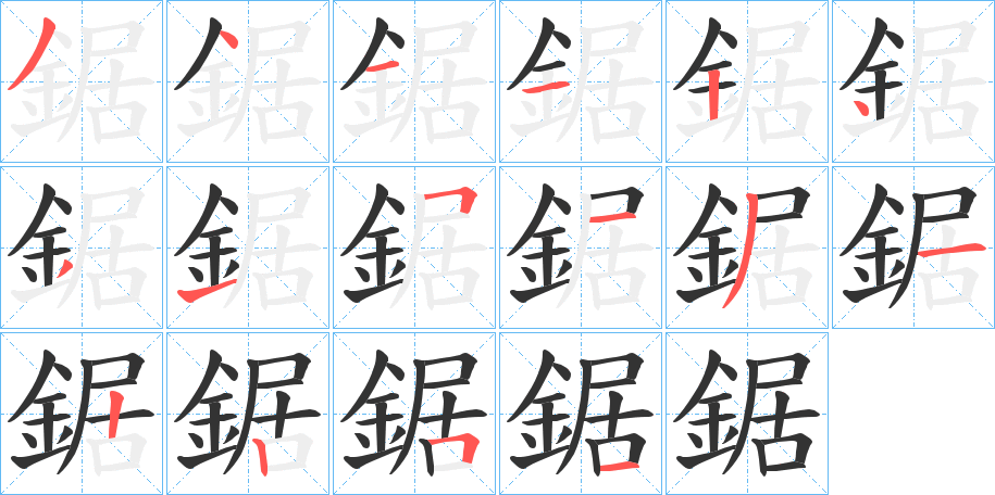 鋸字的笔顺分布演示