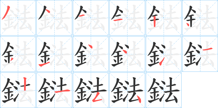 鍅字的笔顺分布演示