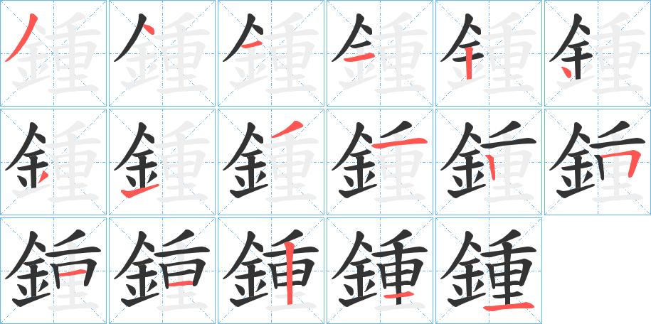 鍾字的笔顺分布演示