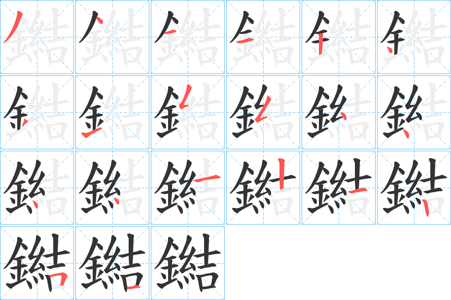 鐑字的笔顺分布演示