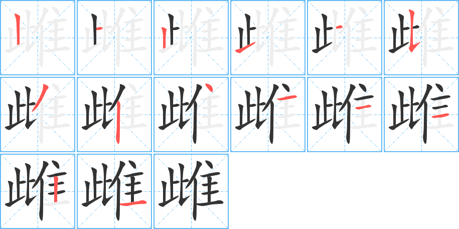 雌字的笔顺分布演示