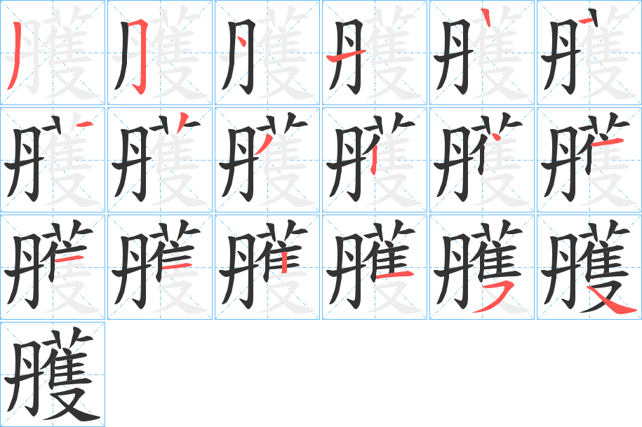 雘字的笔顺分布演示