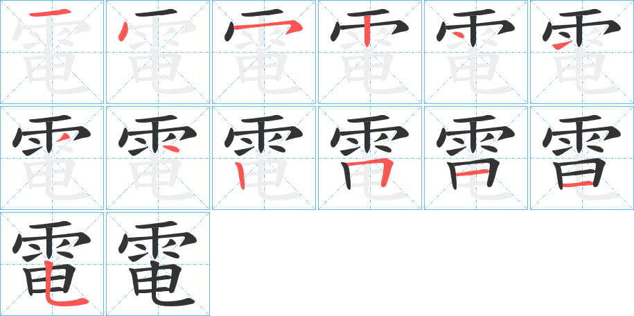 電字的笔顺分布演示