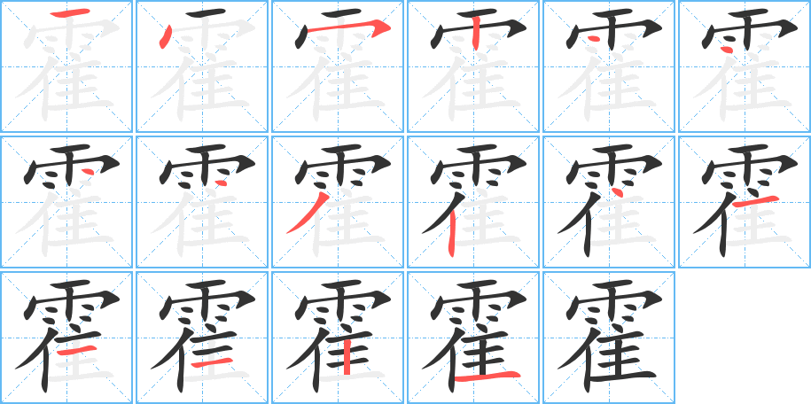 霍字的笔顺分布演示