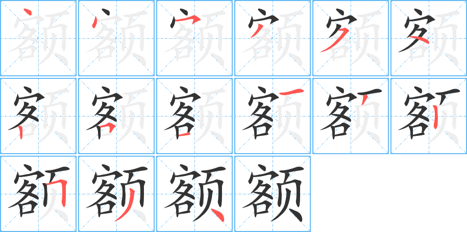 额字的笔顺分布演示