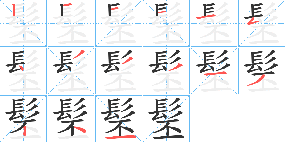 髬字的笔顺分布演示