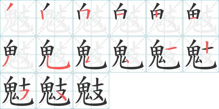 鬾字的笔顺分布演示