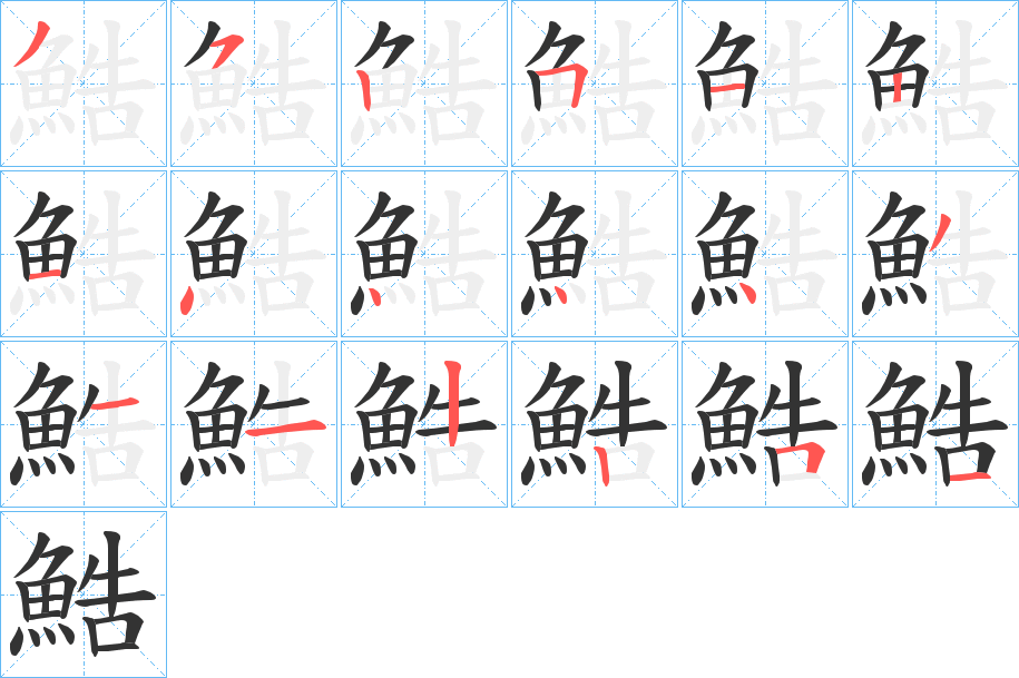 鯌字的笔顺分布演示