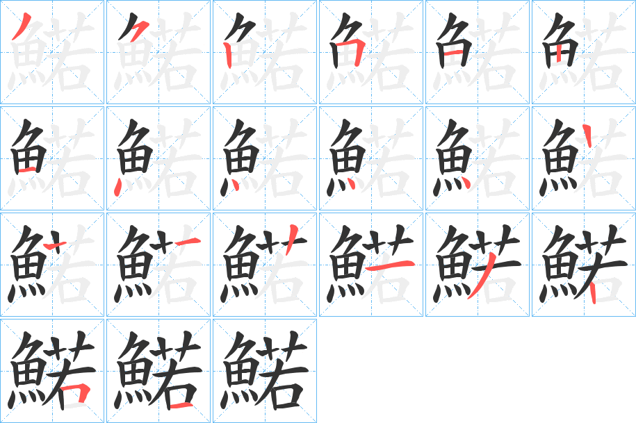 鰙字的笔顺分布演示