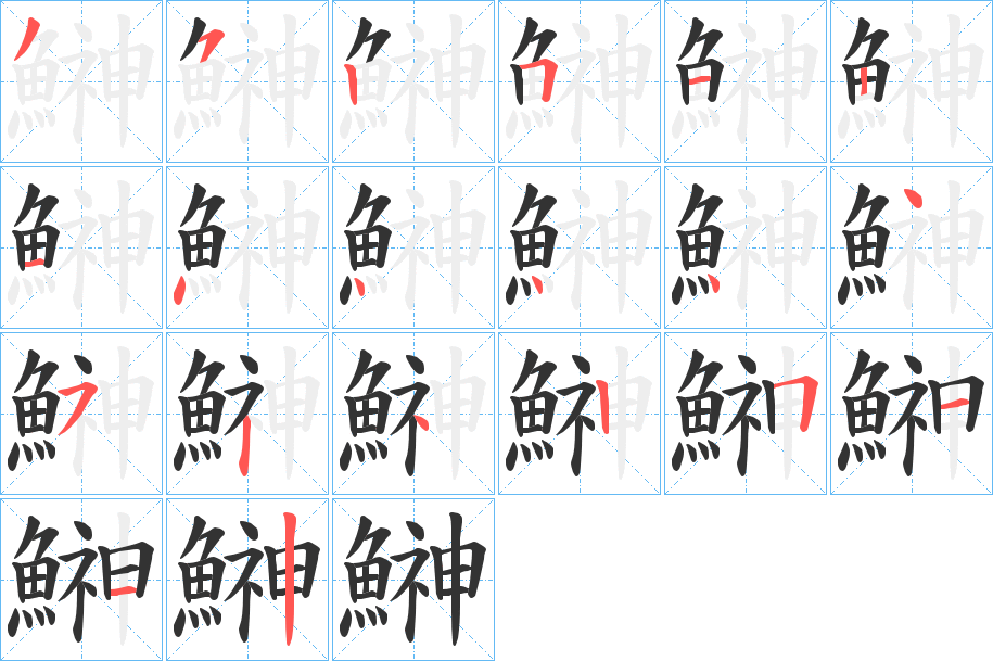 鰰字的笔顺分布演示