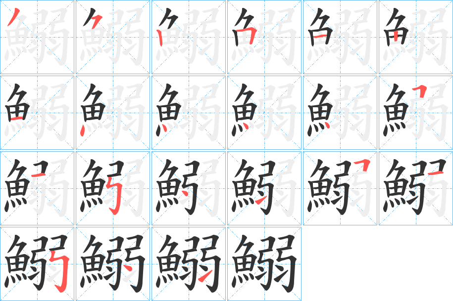 鰯字的笔顺分布演示